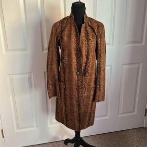 BlankInk brown black exotic leopard snake pattern fitted jacket S